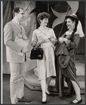 Ann B. Davis [at right] and unidentified others visiting the set for the stage production Once Upon a Mattress