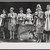 Phyllis Somerville, Maxene Andrews, Marilu Henner, April Shawhan, Patty Andrews and Ann Reinking in the stage production Over Here!