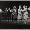 John Travolta, William Newman, Douglass Watson, Janie Sell, Patty Andrews, Maxene Andrews, April Shawhan and John Mineo in the stage production Over Here!