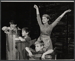 Terry Forman, Dewey Golkin, Bernadette Peters [standing with raised arms] and Jeffrey Golkin in the stage production The Penny Friend