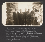 From University of N. C.  Mr and Mrs T. J. Woofter, Jr., Clyde V. Kiser, Miss Jessie Alverson, Mr and Mrs Guy B. Johnson, Ben Johnson