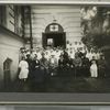 Medical staff,  military officers, dignitaries, and a patient (?)