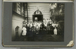 Medical staff,  military officers, dignitaries, and a patient (?)