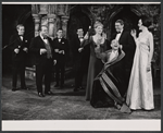 Roy Poole [left], Nancy Reardon, Donald Pleasence, Jane Lowry and unidentified others in the stage production Poor Bitos