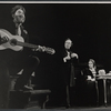 Nicholas Smith (playing guitar), Dennis King and Dorothy Tutin in the stage production Portrait of a Queen