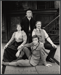 Hume Cronyn [standing center], Anne Jackson, Richard Backus [reclining] and Eli Wallach in publicity photo for the stage production Promenade, All!