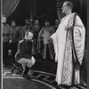 Howard Da Silva [kneeling], Cyril Ritchard [standing at right], Fred Stewart [background with cape] and ensemble in the stage production Romulus