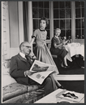 Wilfrid Hyde-White, Anna Massey and Adrianne Allen in the stage production The Reluctant Debutante
