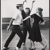 Peter Marshall, Michael Kidd and Julie Harris in rehearsal for the stage production Skyscraper