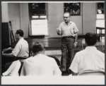 Cy Feuer in rehearsal for the stage production Skyscraper