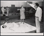 Peter Marshall, Julie Harris and Cy Feuer in rehearsal for the stage production Skyscraper