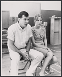 Peter Marshall and Julie Harris in rehearsal for the stage production Skyscraper