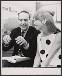 Victor Spinetti and Julie Harris in rehearsal for the stage production Skyscraper