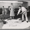 Peter Marshall, Julie Harris and Cy Feuer in rehearsal for the stage production Skyscraper