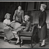 Barbara Bel Geddes [far left seated], Michael Redgrave [center left background], Cathleen Nesbitt [center right seated] and unidentified in the stage production The Sleeping Prince