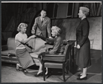Barbara Bel Geddes [far left seated], Michael Redgrave [center left background], Cathleen Nesbitt [center right seated] and unidentified in the stage production The Sleeping Prince
