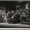 Trish Van Devere, Bob Dishy, George C. Scott [partly obscured upper left], Hector Elizondo, John Heffernan [wearing glasses], John Ramsey [center right with medals], Gretchen Wyler [far right] and unidentified others in the stage production Sly Fox