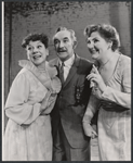 Louise Larabee, Joseph Macaulay and Justine Johnston in the stage production Smiling the Boy Fell Dead