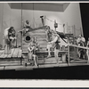 Walter Willison, Tricia O'Neil [seated above], Madeline Kahn [seated below], Joan Copeland [seated center], Michael Karm [background], Danny Kaye [foreground], Harry Goz and Marilyn Cooper in the stage production of Two by Two
