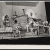 Walter Willison, Tricia O'Neil [seated above], Madeline Kahn [seated below], Joan Copeland [seated center], Michael Karm [background], Danny Kaye [foreground], Harry Goz and Marilyn Cooper in the stage production Two by Two