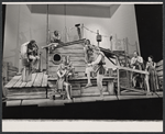 Walter Willison, Tricia O'Neil [seated above], Madeline Kahn [seated below], Joan Copeland [seated center], Michael Karm [background], Danny Kaye [foreground], Harry Goz and Marilyn Cooper in the stage production Two by Two