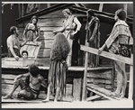 Harry Goz, Joan Copeland [standing in background], Marilyn Cooper [partly visible], Michael Karm [seated in foreground], Madeline Kahn [back to camera], Danny Kaye, Tricia O'Neil and Walter Willison in the stage production Two by Two