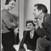 Marjorie Barkentin [seated], Burgess Meredith and Helen Vinson [?] in rehearsal for the 1958 Off-Broadway production of Ulysses in Nighttown