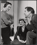 Marjorie Barkentin [seated], Burgess Meredith and Helen Vinson [?] in rehearsal for the 1958 Off-Broadway production of Ulysses in Nighttown