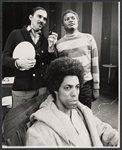 Edward Seamon [standing left], Dennis Tate [seated] and unidentified [standing right] in the stage production Underground