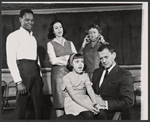 Clyde Williams, Susan Priolo, Margaret Hamilton, Tony Randall and unidentified in rehearsal for the stage production UTBU