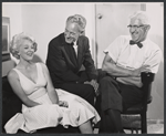 Jan Sterling, William Prince and Shepard Traube in the stage production Venus at Large