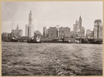 North (Hudson) River - River scenes - Lower Manhattan skyline - [Adams Express Building - Bankers Trust Company - Equitable Trust Company - Singer Manufacturing Company - West Street Building - Woolworth Building - Municipal Building - Hudson Railroad Terminal - Bank of Manhattan - City Bank-Farmers Trust Company - Downtown Athletic Club - Irving Trust Company.]