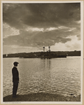 North (Hudson) River - River scenes - Manhattan - [U.S. Navy cruiser.]
