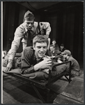 Albert Hall and William Atherton [foreground] and unidentified others in the 1971 Off-Broadway production of The Basic Training of Pavlo Hummel