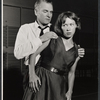 Laurence Olivier and unidentified actress during rehearsal for the stage production Becket