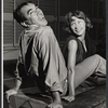 Anthony Quinn and unidentified actress during rehearsal for the stage production Becket