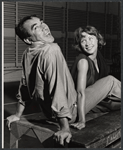Anthony Quinn and unidentified actress during rehearsal for the stage production Becket
