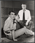 Anthony Quinn, unidentified actress, and Laurence Olivier during rehearsal for the stage production Becket