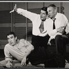 Anthony Quinn, director Peter Glenville, and Laurence Olivier during rehearsal for the stage production Becket