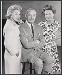 Arlene Francis, Fernand Gravet, and Leora Dana in rehearsal for the stage production Beekman Place