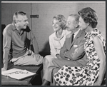 Director Samuel Taylor, Arlene Francis, Fernand Gravet, and Leora Dana in rehearsal for the stage production Beekman Place