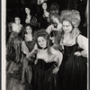 Publicity photograph of (clockwise from bottom) Irene Frances Kling, Kathleen Widdoes, Marilyn Sokol, Tanny McDonald, Jeanne Arnold, unidentified, and Lynn Ann Leveridge in the stage production The Beggar's Opera