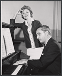 Ulla Sallert and composer Mark Sandrich, Jr. during rehearsal for the stage production Ben Franklin in Paris