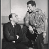 Playwright/lyricist Sidney Michaels and Robert Preston during rehearsal for the stage production Ben Franklin in Paris