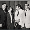 Ulla Sallert and Robert Preston (center) with unidentified men during rehearsal for the stage production Ben Franklin in Paris