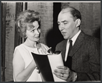 Ulla Sallert and playwright/lyricist Sidney Michaels during rehearsal for the stage production Ben Franklin in Paris