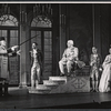Robert Preston (left), Oliver Clark (on throne), and unidentified cast members in the stage production Ben Franklin in Paris
