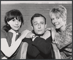 Madlyn Rhue (who dropped out during tryouts), Edward Woodward, and Marian Hailey in rehearsal for the stage production The Best Laid Plans