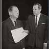 Lee Tracy and Frank Lovejoy during rehearsal for the stage production The Best Man