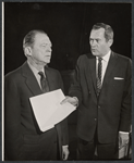 Lee Tracy and Frank Lovejoy during rehearsal for the stage production The Best Man